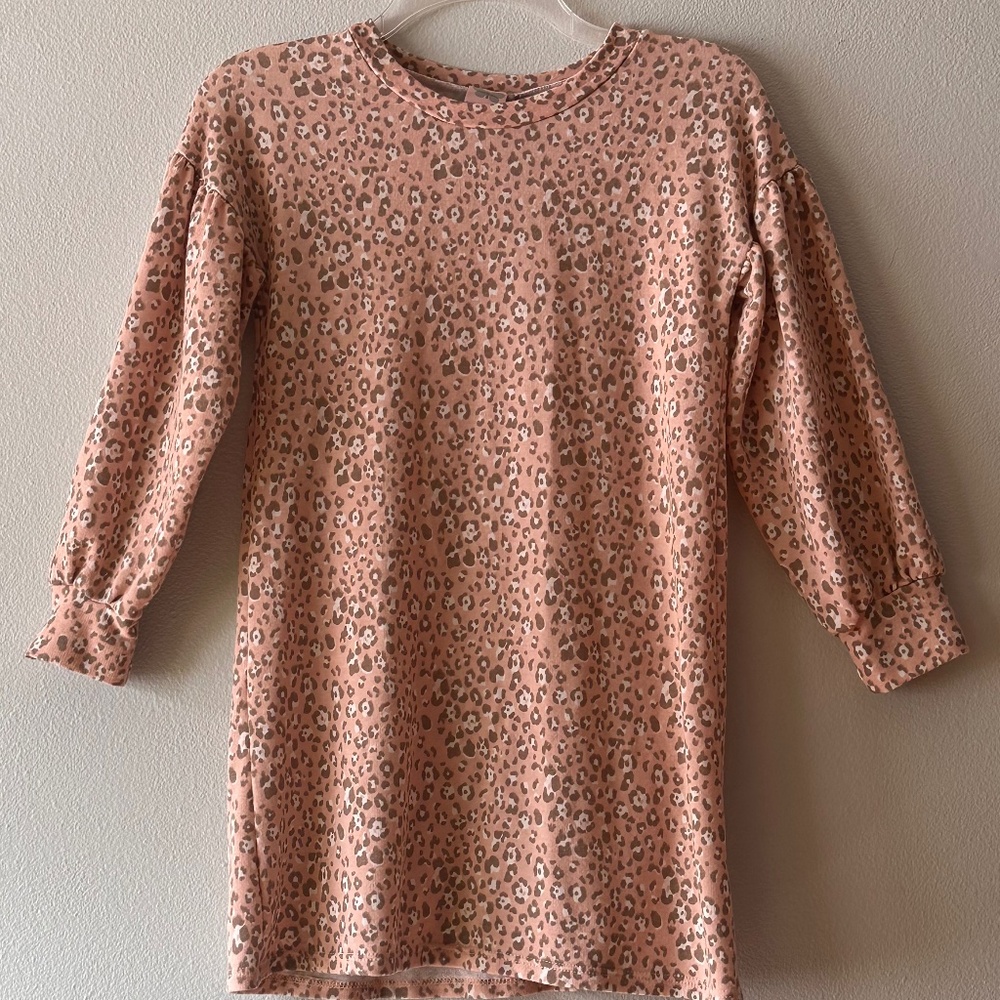 Paper Crane Girls For All Seasons Dress Tunic Shirt Pink Leopard Print Size Lg